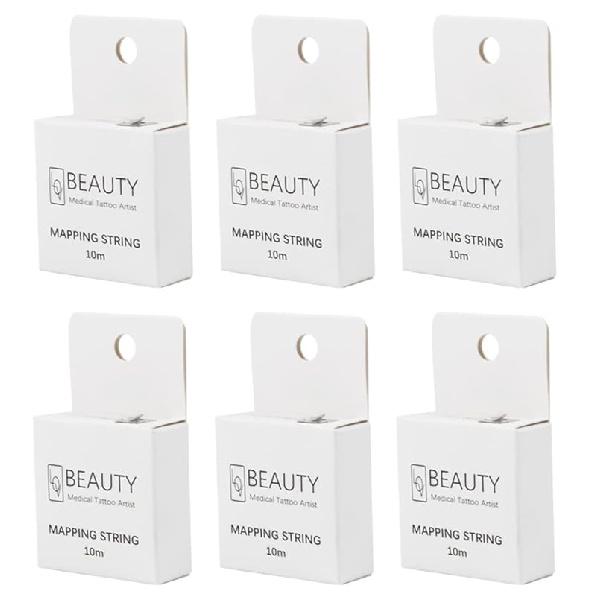 XIAOYU 10M Brow Mapping String Pre-Inked Measuring Tool for Eyebrow Tattoo Microblading Makeup Supplies, White Box, White Ink