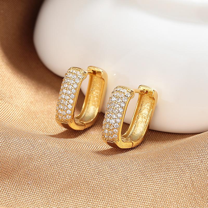 Earrings Temperament Fashionable Exquisite Micro Zircon Square Ear Buckle Women S Niche Unique Design Sense