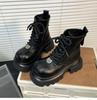 2025 Winter New Thick-Soled Chelsea Boots Black/brown Square Toe Platform Lace-Up Ankle Boots Breathable Punk Style Boot