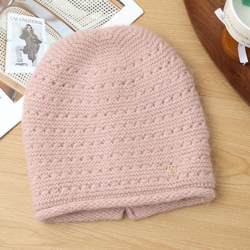 Knitted Thermal Hat Autumn and Winter Rabbit Fur Blended Women's Pullover Stacking Hat