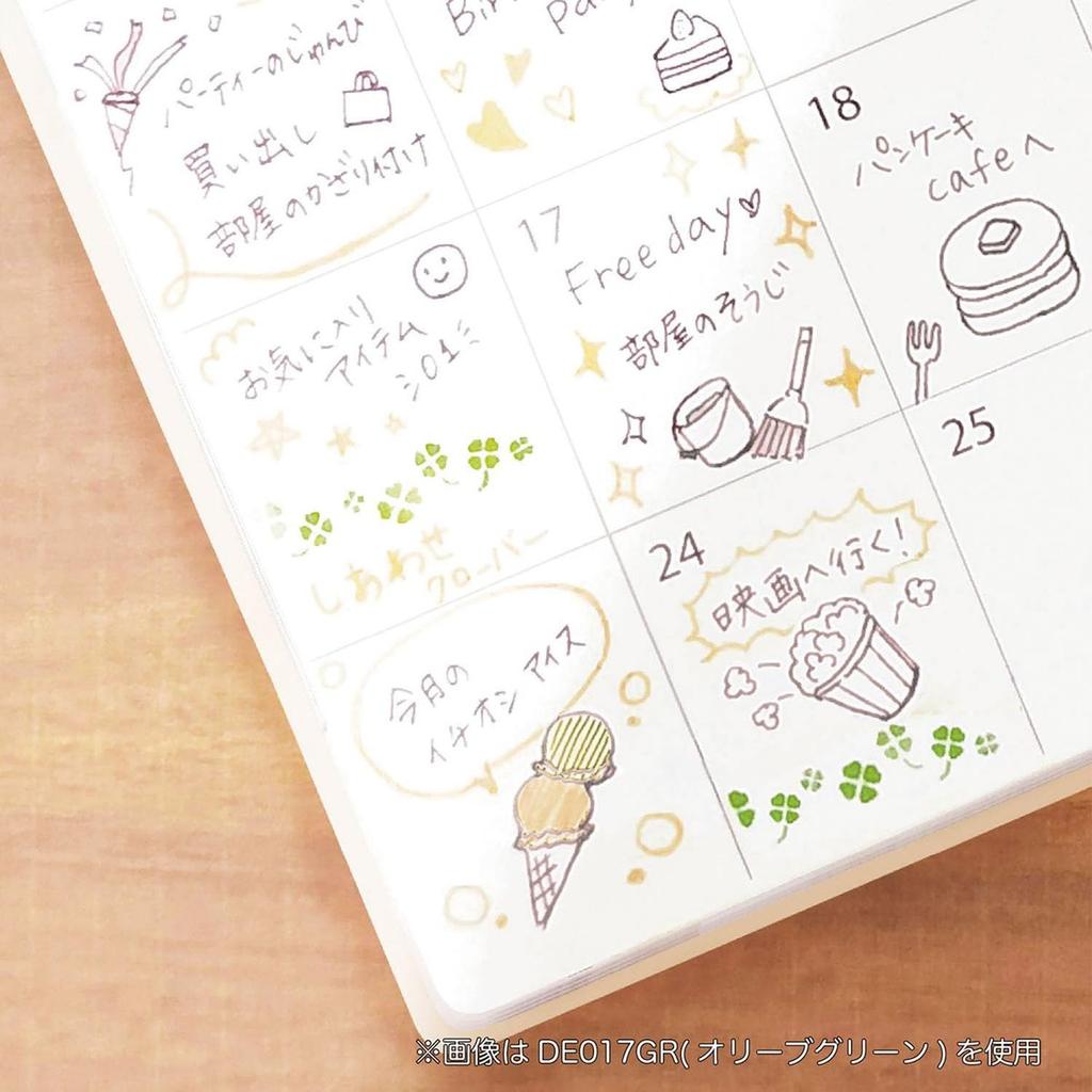 Kutsuwa Stamp Pen Culuro Olive Green DE017GR Roller Stamp and Color Pen