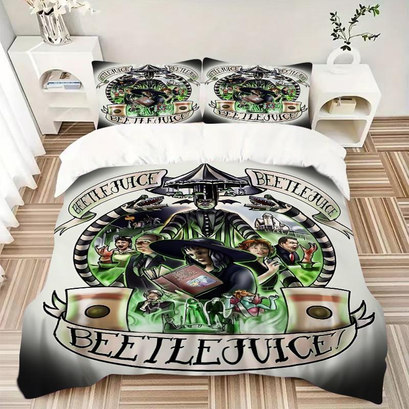 3pcs Beetlejuice Duvet Cover Set, 1 Duvet Cover + 2 Pillowcases (No Insert), Cozy Bedding, Bedroom Set, Easy Care, Durable yy251103094