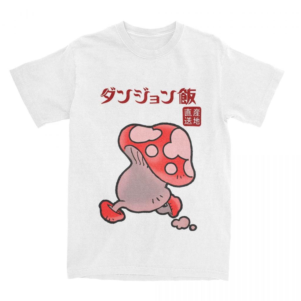 Dungeon Meshi Anime Mushroom T Shirt Men Delicious In Dungeon Humorous Cotton T Shirts Summer O Neck Tee Shirt Oversized Tops