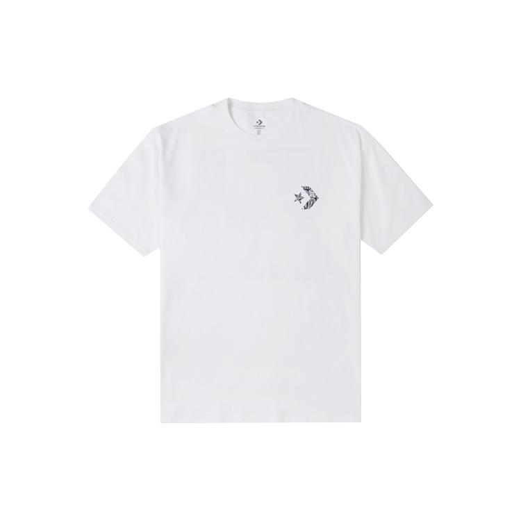 Converse T Shirts Unisex White Crew Neck Moderate Straight Fit 10023154-A01