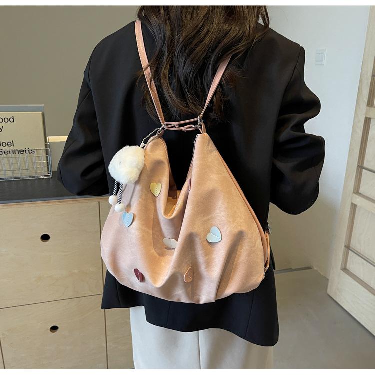 Cute Heart Shaped Tote Bag for Women Large Capacity Soft Faux Leather Shoulder Handbag KTB
