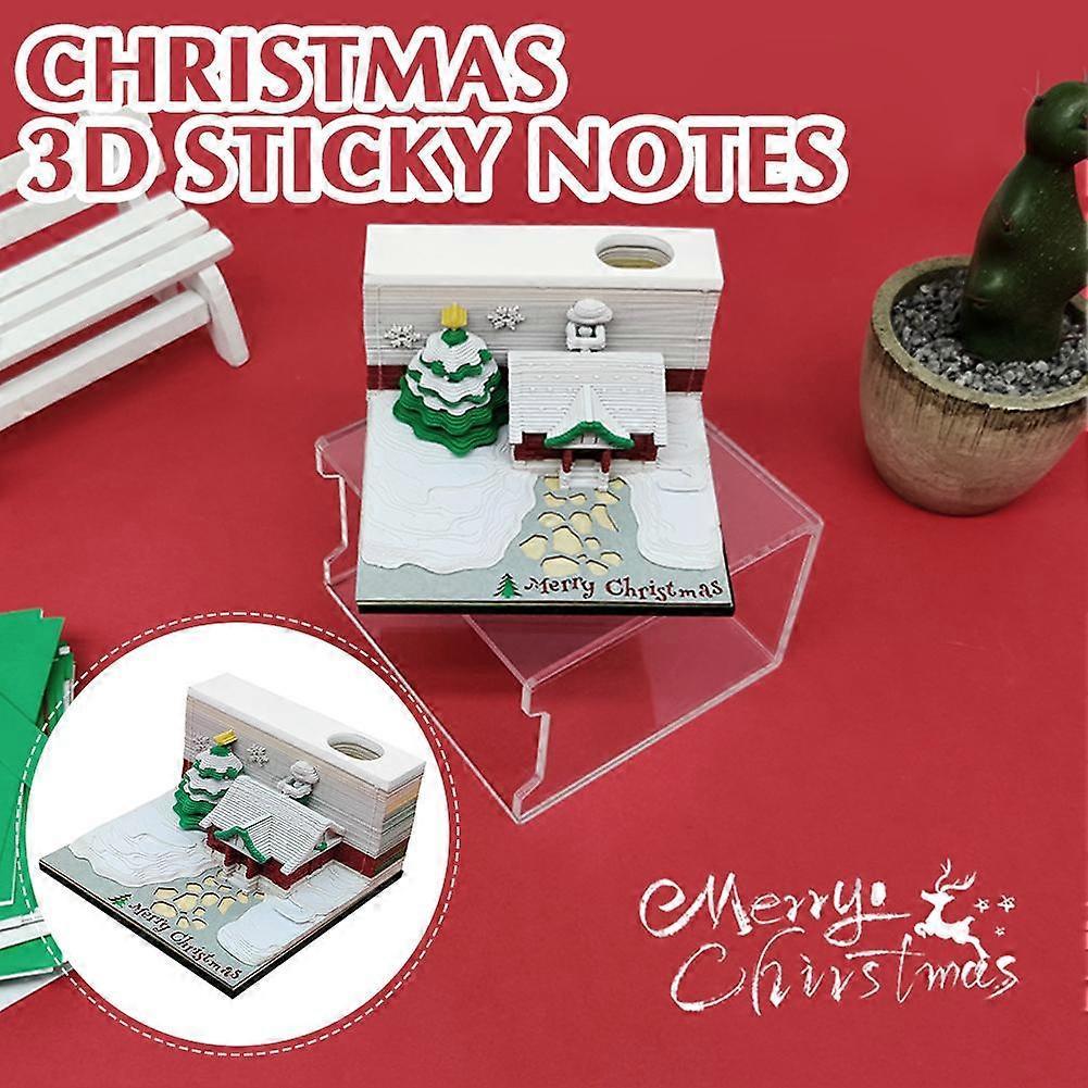 Merry Festival 3D Model Notepad Paper Cube Sculpture 3D Memo Pad Color Sticky
