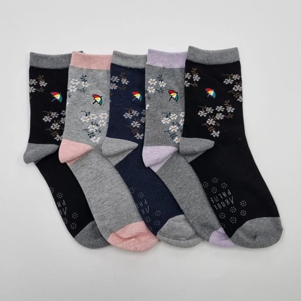 Arnold Palmer Floral Non-Slip Women s Mid-Length Socks 5 Pairs 5 pairs (color mix)