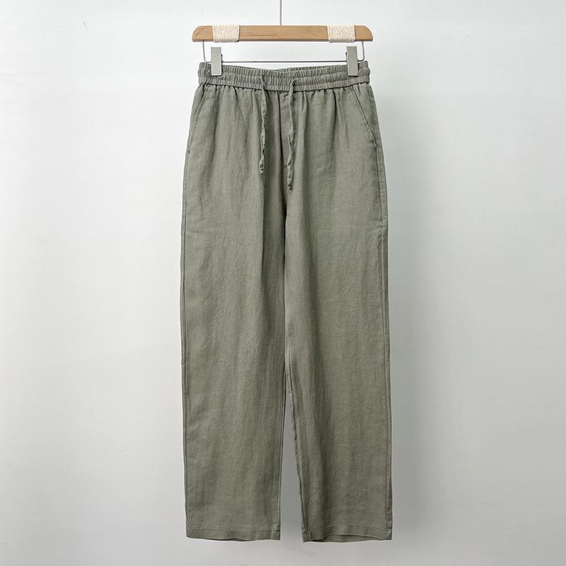 Men's High-End Pure Linen Summer Pants - Loose, Wide-Leg, Straight-Cut Style