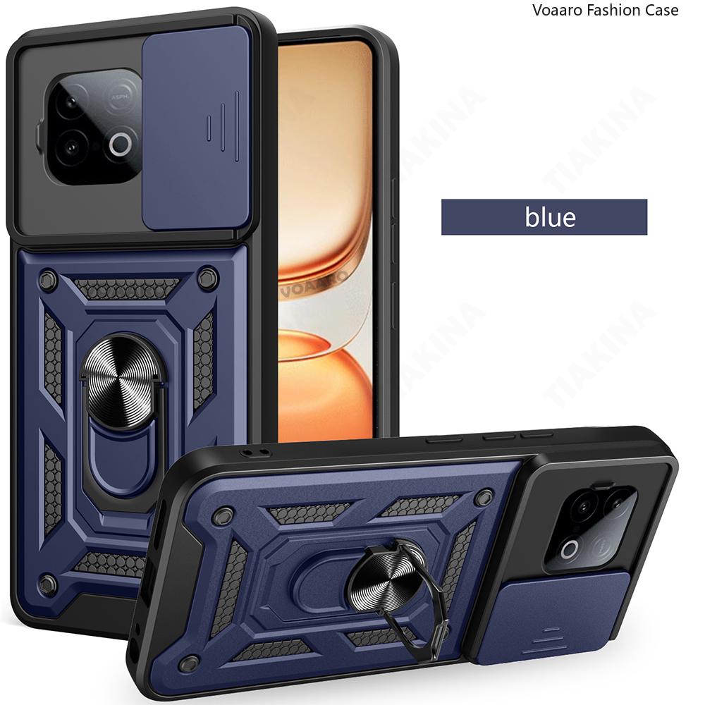 Slide Lens Armor Funda for Vivo IQOO Z10 Turbo Pro 5G China Case for Vivo Y300 GT 5G China Case Magnetic Ring Stand Holder Cover