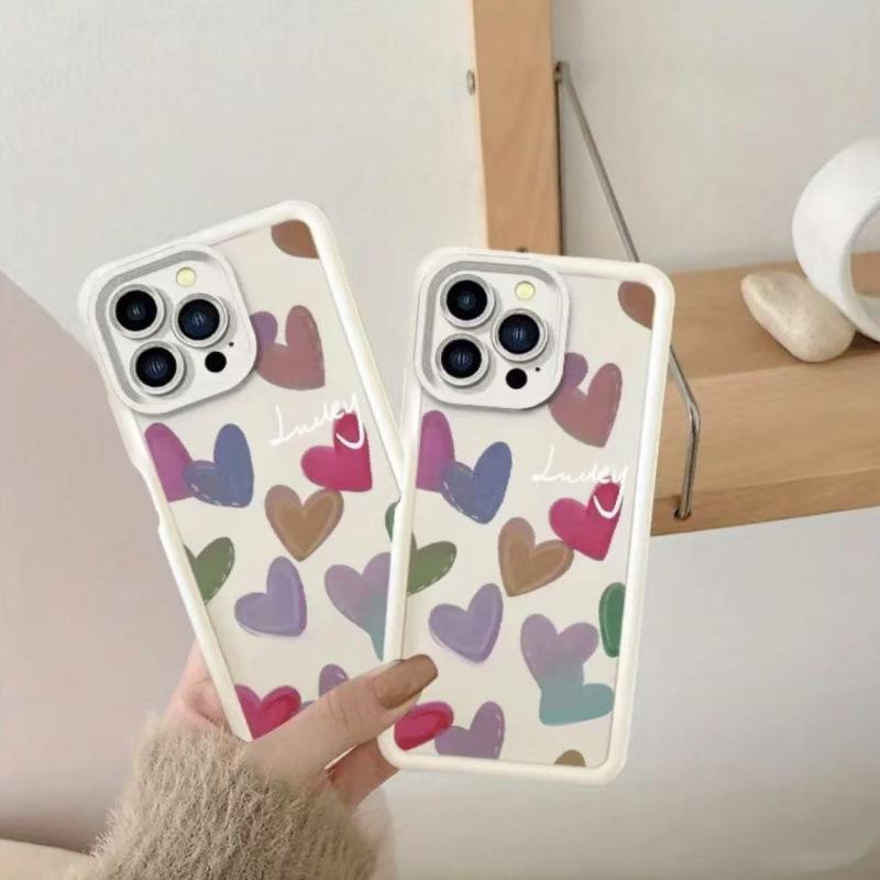 Multi-Hearts iPhone 16 Pro Case, Compatible with iPhone 15, 14 Pro Max, 13, and New 12 - Japanese/Korean Design