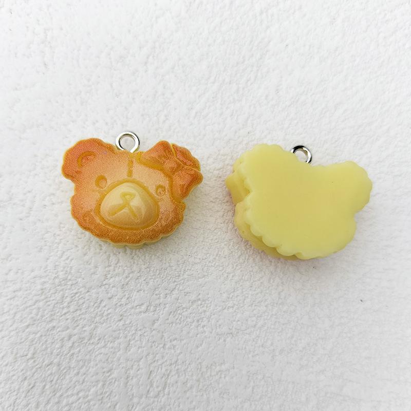 5pcs Fashion Animal Rabbit Bear Bread Charms Resin Floating Pendant Flatback for Keychain Earrings Jewelry Making Findings