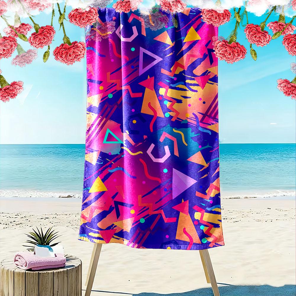 Vivid Geometric Energy Burst Print Beach Towel, Quick Drying, Suitable for Travel, Outdoor Sports, Jogging, the Beach and Swimming, Gift