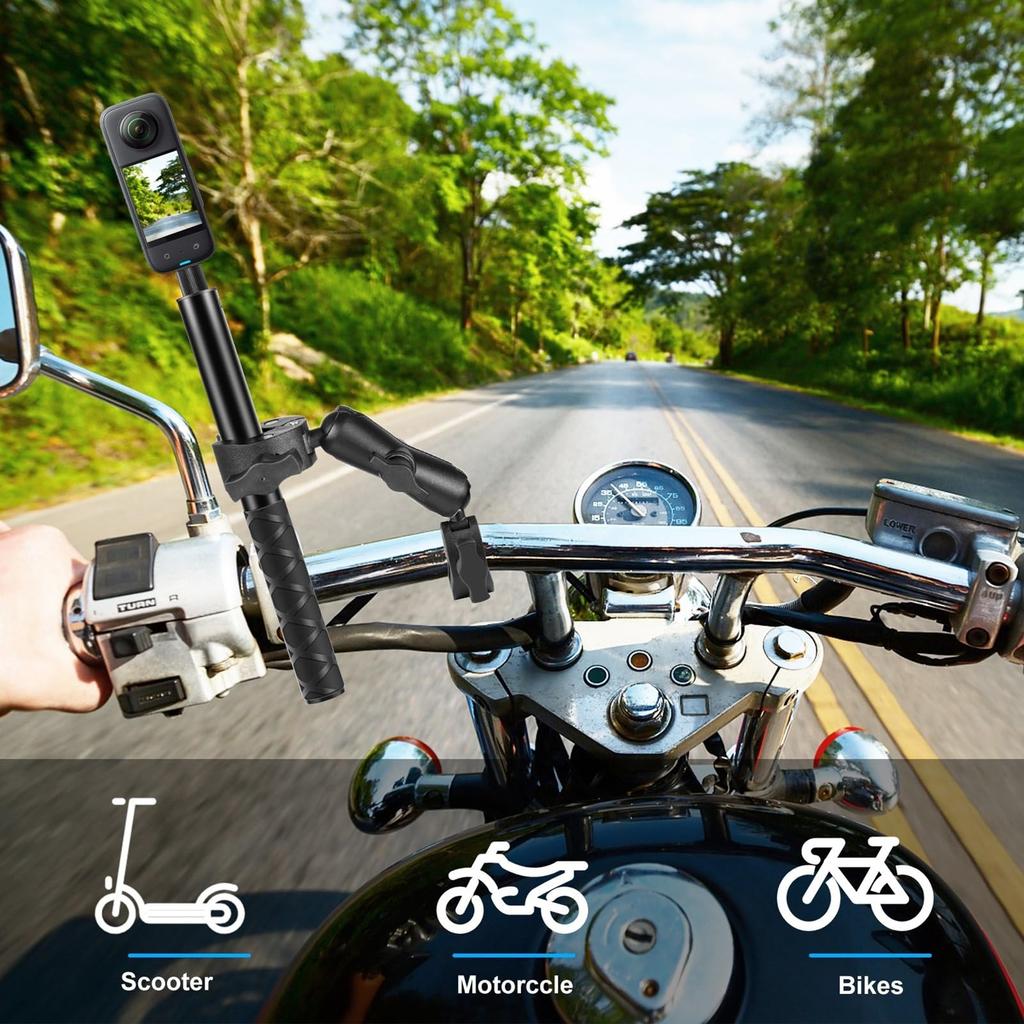 Snsowed PU849B Flexible Motorcycle Super Clamp Double Crab Clamp 360 Degree Rotatable Sport Camera Handlebar Mount