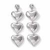 European-American Cross-Border Metallic Heart Pendant Stud Earrings with Exaggerated Design and Bright Texture