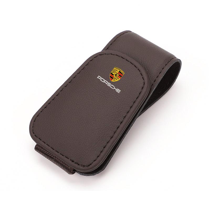 ABJJ1 Car Glasses Sun Visor Box Auto Sunglasses Clip Card Accessories For Porsche Cayenne Panamera Macan 911 718 Taycan Boxster Cayman