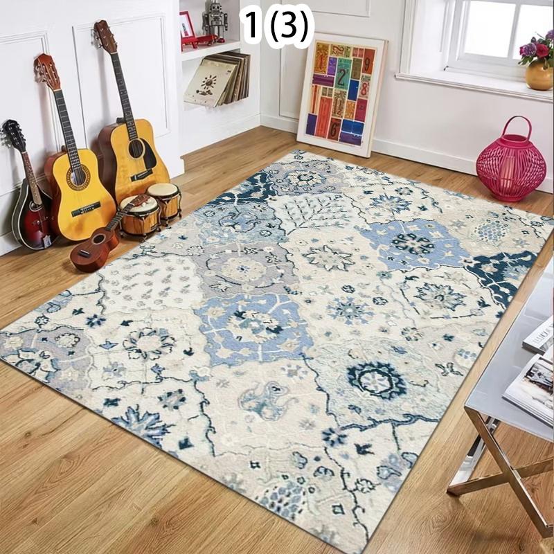 

Bohemian Vintage Blue Floral Medallion Pattern Non-Slip Area Rug Washable Floor Carpet for Living Room Bedroom Home Decoration 40X60CM