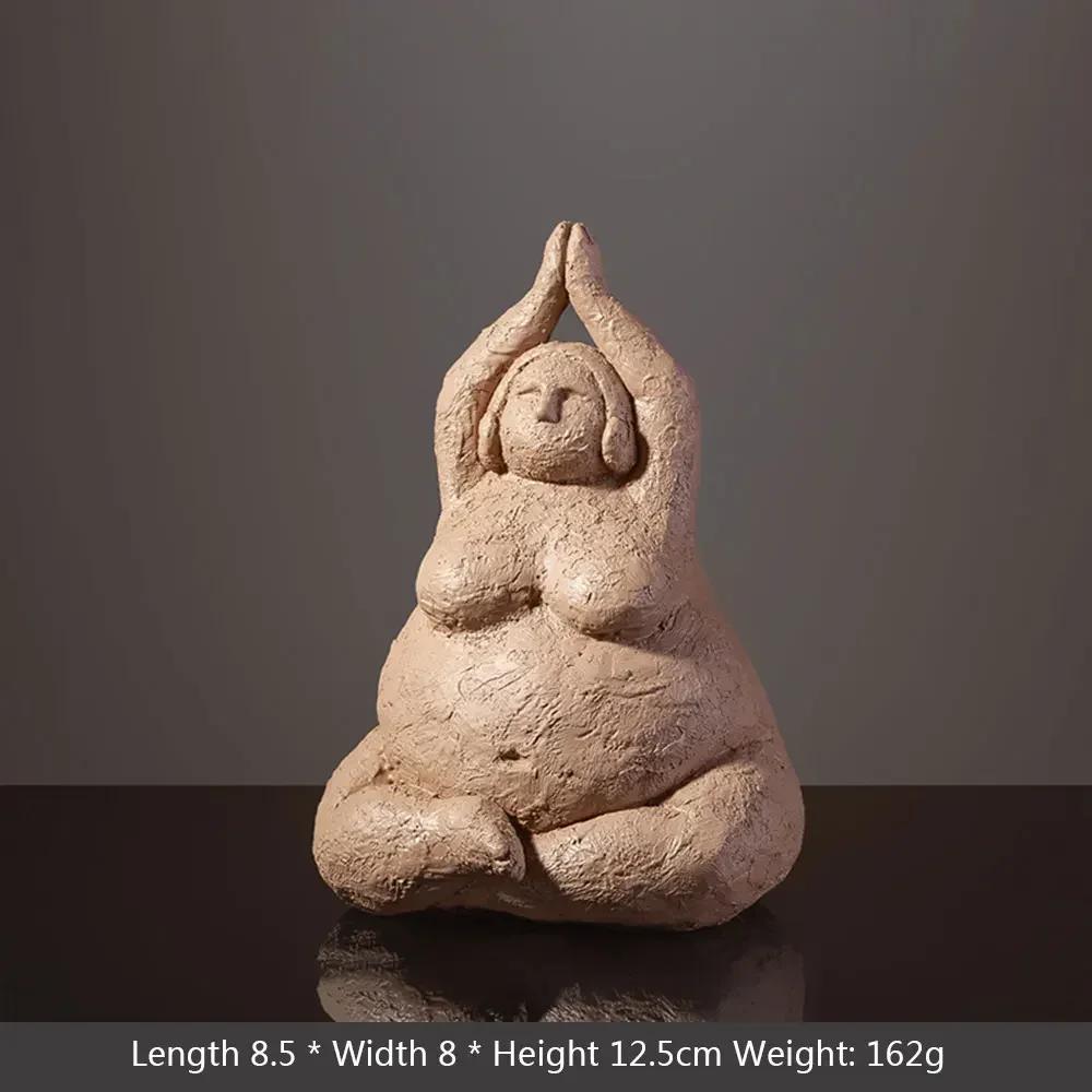 Resin Abstract Fat Lady Yoga Statue Home Decor Decoration Room Figurines Interior Desk Accessories Sculptures Nordic Living
