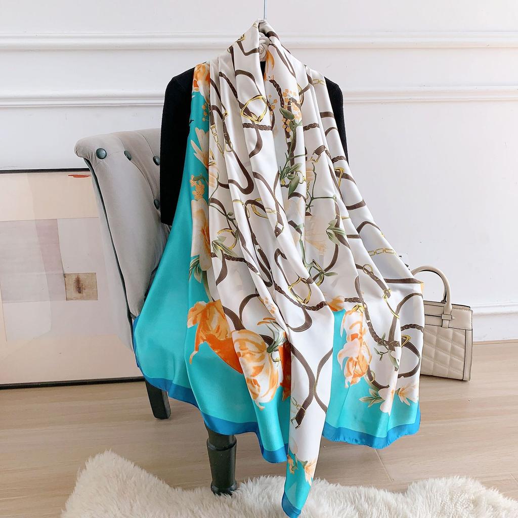 New Four Seasons Available New Silk Large Size Thin Outer Wear Neck Protection Scarf Sunscreen Warm Beach Towel For Women