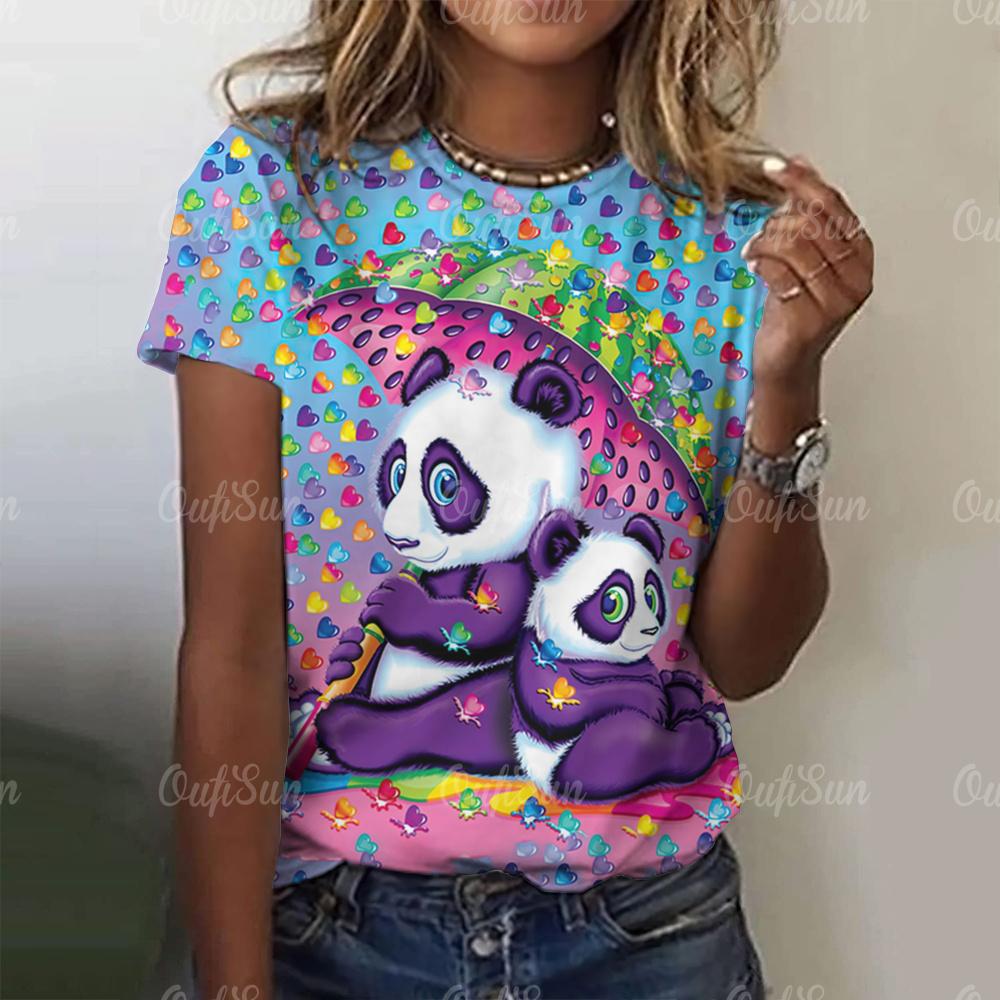 Kawaii Vintage Anime Panda Print T Shirt Funny Women Summer Casual Short Sleeve Tshirts Female Loose Tops Ropa Y2k Hombre Tees