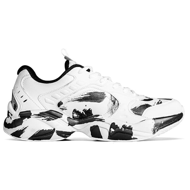 Anta Ink Wash Cushioning Slip Resistant Abrasion Resistant Breathable Low Top Running Shoes Men's White Black 112047760-4