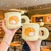 Cute Milk Fufu Cute Mug with Lid Spoon Girls Household Ceramic Coffee Cup Student Breakfast Milk Cup