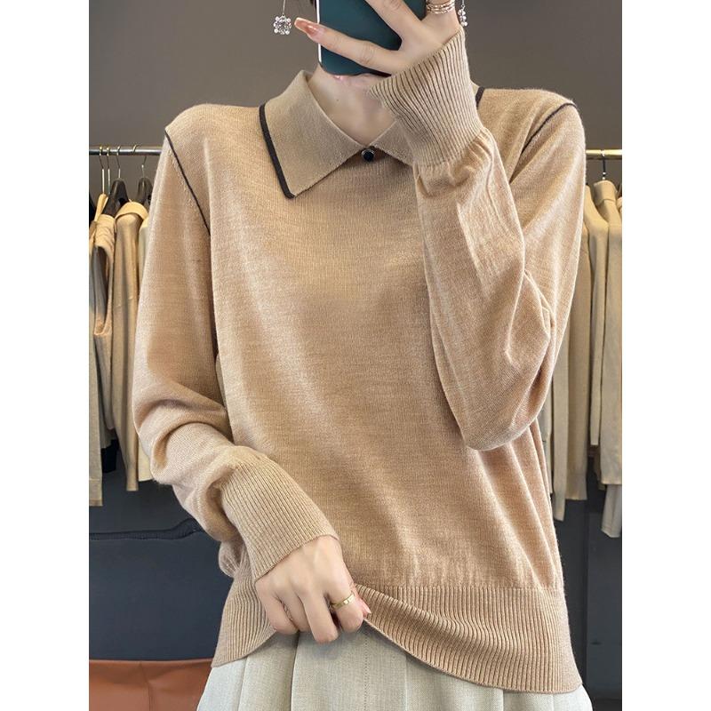 

Milk wear 24 autumn and winter sweater PO collar new lapel large size women s top women s bottom knitted sweater M
