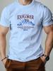 Męska letnia 100% czysta bawełna modna casualowa luźna górska odkrywca górski zachód słońca gęś okrągły dekolt krótkim rękawem T-shirt