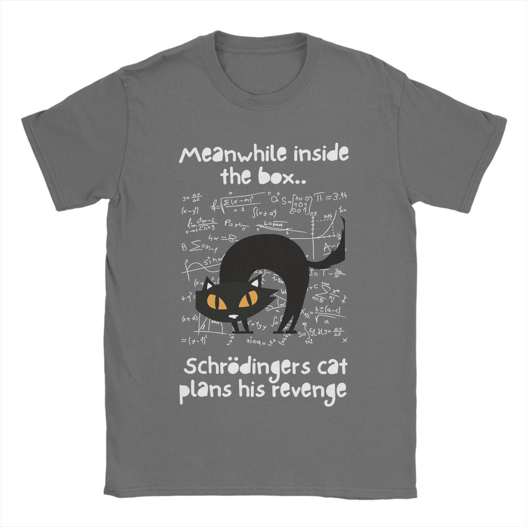 Mens Schrodingers Cat Revenge T Shirt Pure Cotton Clothing Crazy Short Sleeve Round Neck Tees Gift Idea TShirts