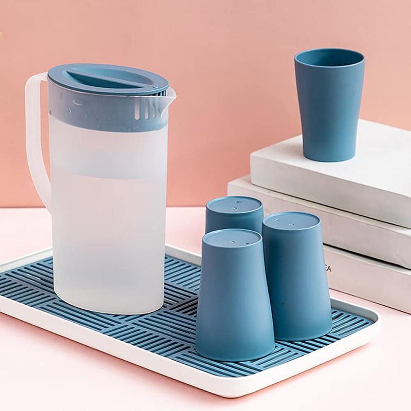 2L Nordic Blue Cool Water Bottle Plastic Thickened Large Capacity Home Living Room Cool White Water Pot -1PCS