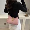 Stylish Large Capacity French Commuter Shoulder Bag With Lock Closure For Women In White Black Pink Khaki Brown