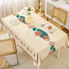 Silk Textured Non Slip PU Tablecloth Waterproof Oil Resistant Ethnic Style Rectangular Non Washable Household Dining Table Cloth