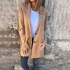 Warm Lady Winter Coat Mid Length Single Breasted Turn Down Collar Long Sleeves Pure Color Fake Pocket Outerwear Jacket Overcoat