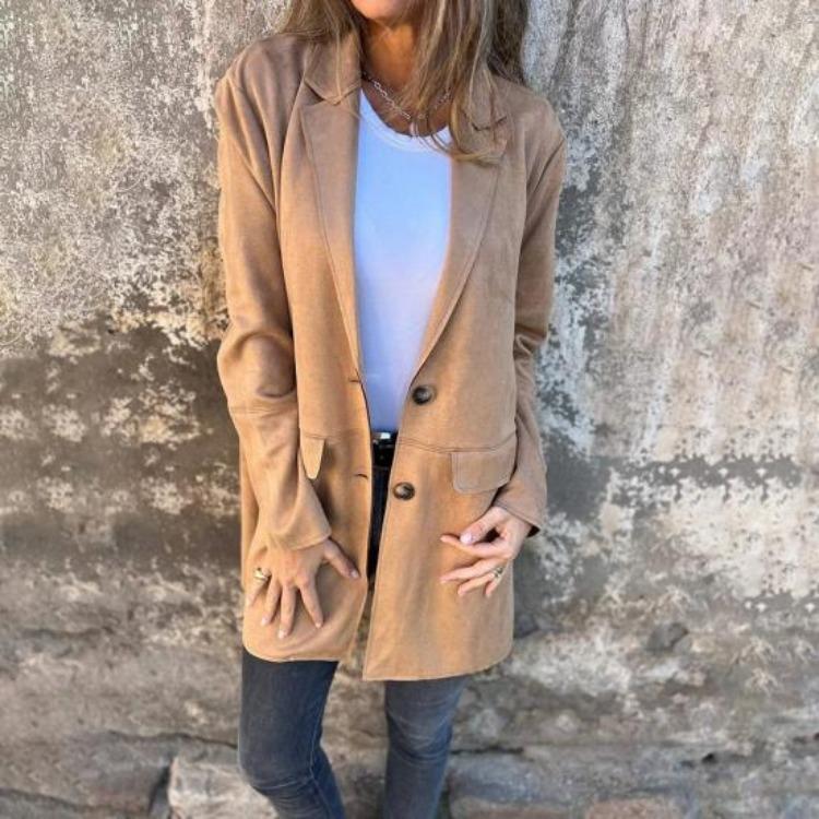 Warm Lady Winter Coat Mid Length Single Breasted Turn Down Collar Long Sleeves Pure Color Fake Pocket Outerwear Jacket Overcoat