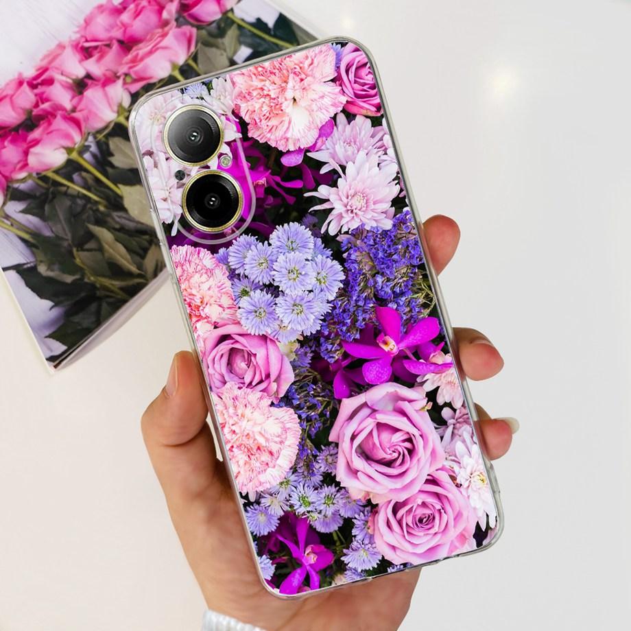 Weiche TPU-Stoßstange Hüllen für Realme C67 4G RMX3890 Rückabdeckung Dünnes Klares Silikon Handyhülle Damen Mode Malerei Funda C 67 4G