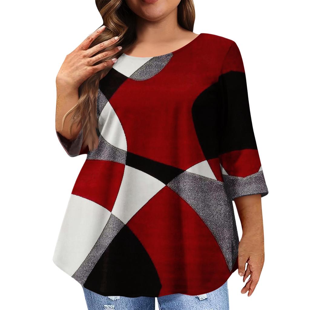 Women's Fashion Casual Round  Neck 3/4 Sleeve Oversized Top