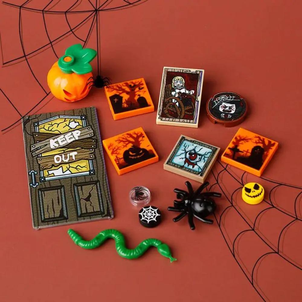 Halloween Scéna Stavebnice Postava MOC Hřbitov Náhrobek Had Myš Dýně Auto Netopýr Pouliční lampa Svíčka Cihla Hračka Dárek K023