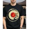 Unisexs Zen Enso Circle Tshirt From Japan A Minimalist Black Shirt Featuring A Red And Golden Sturdy Neck Shirt Japanese Culture