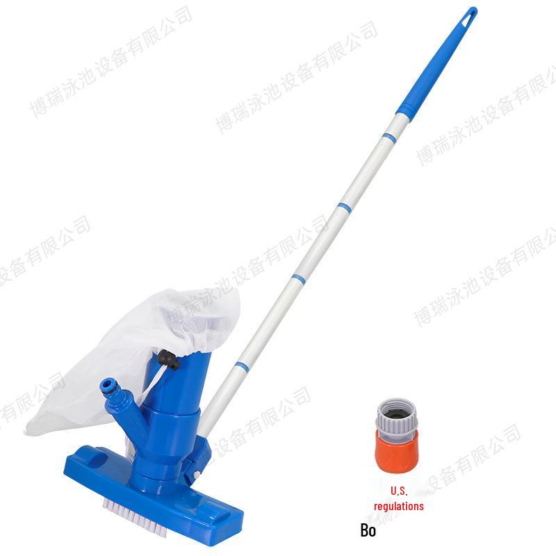 Trade Pool Cleaning Kit: Vacuum Suction Head & Jet Nozzle with Bristles, 5-Section Threaded Pole