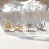 2024 S925 Sterling Silver Asymmetrical Star and Moon Earrings for Women