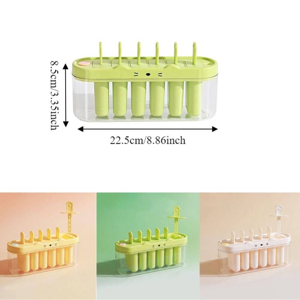 Cartoon Silicone Ice Cream Mold 6 Grids Ice Candy Mold Portable Ice Cream Box  Kitchen