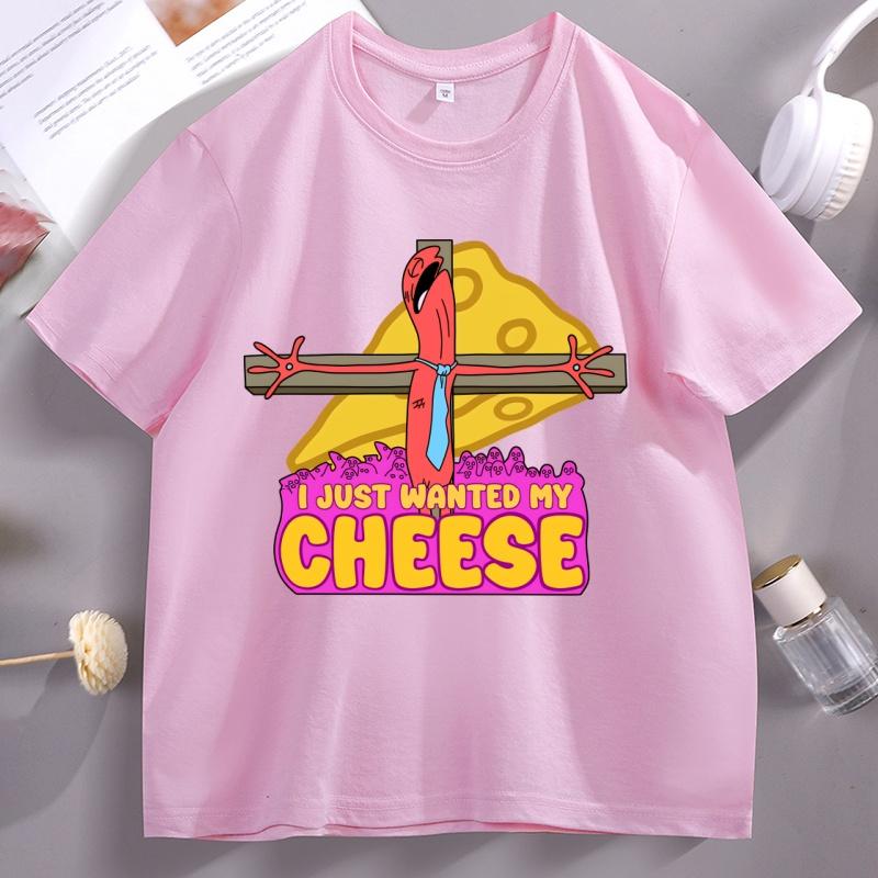 I Just Wanted My Cheese Tshirts Funny Graphic Printed Tshirt Cotton Short Sleeve Loose Tees Unisex Streetwear Comfortable