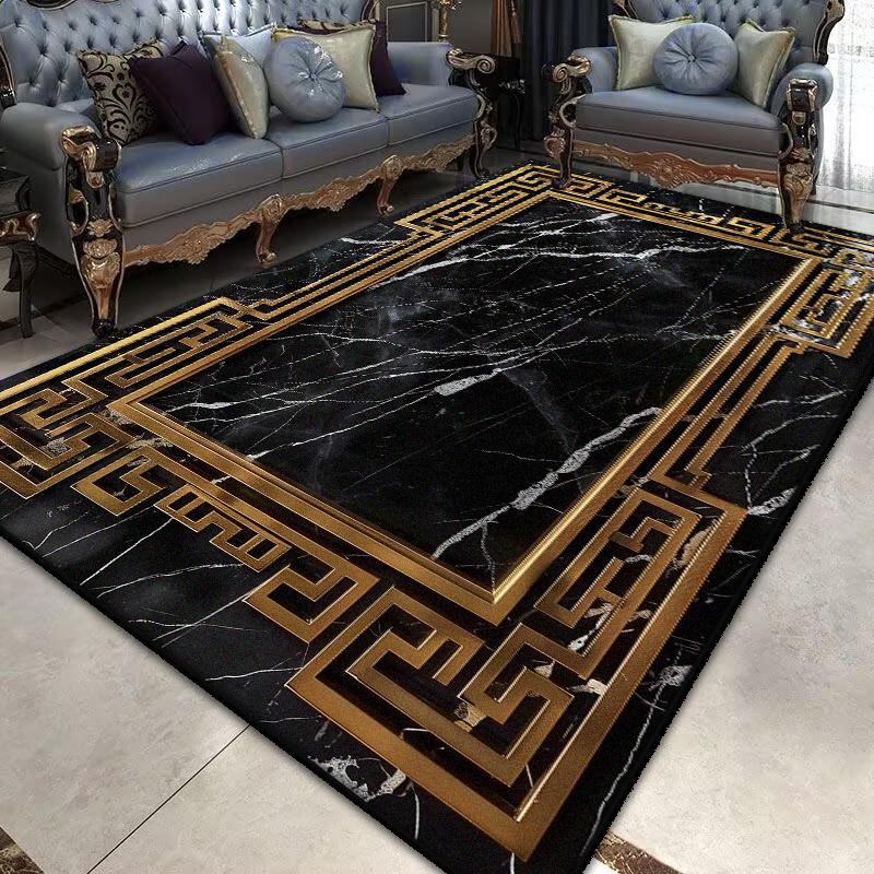 Light Luxury Black Gold Carpets for Living Room Non-slip kitchen floor carpet Modern Large Area Rugs Lounge Rug Washable Mat