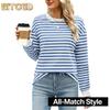 Women's Fashion Casual O-Neck Long Sleeve Blouses & Shirts