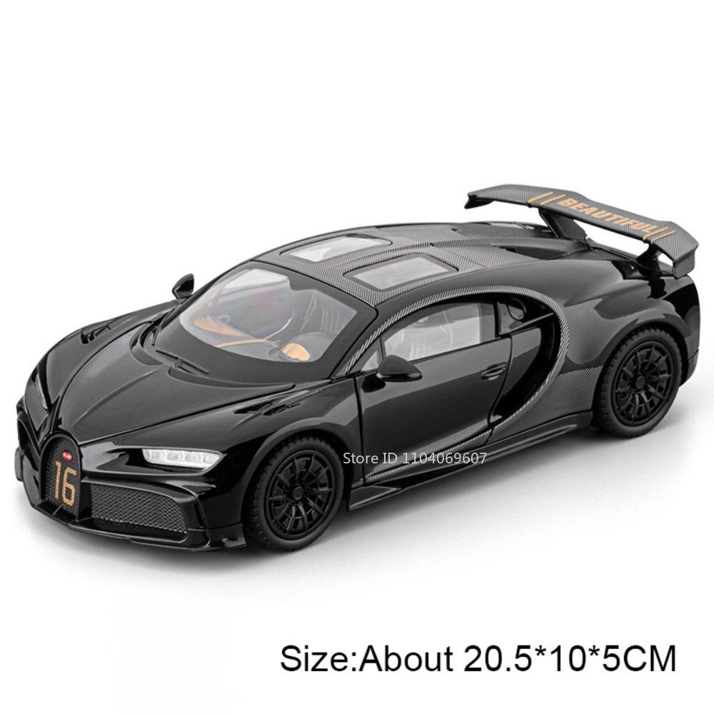 1:24 Chiron Atlantic Model Speelgoed Sportwagens Legering Diecast Voorwielbesturing Geluid Licht Deuren Geopend Terugtrekken Voor Kinderen Cadeaus