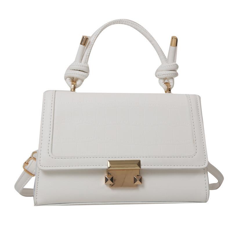 Chic Retro Fashionable Pu Leather Handbag For Women Medium-sized Square Design белый