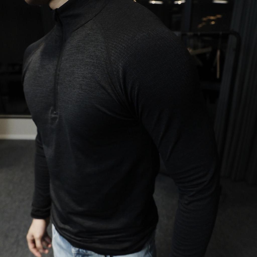 American Seamless Jacquard Zip-Up Fitness Base Layer Quick-Dry Slim Fit Long Sleeve T-Shirt