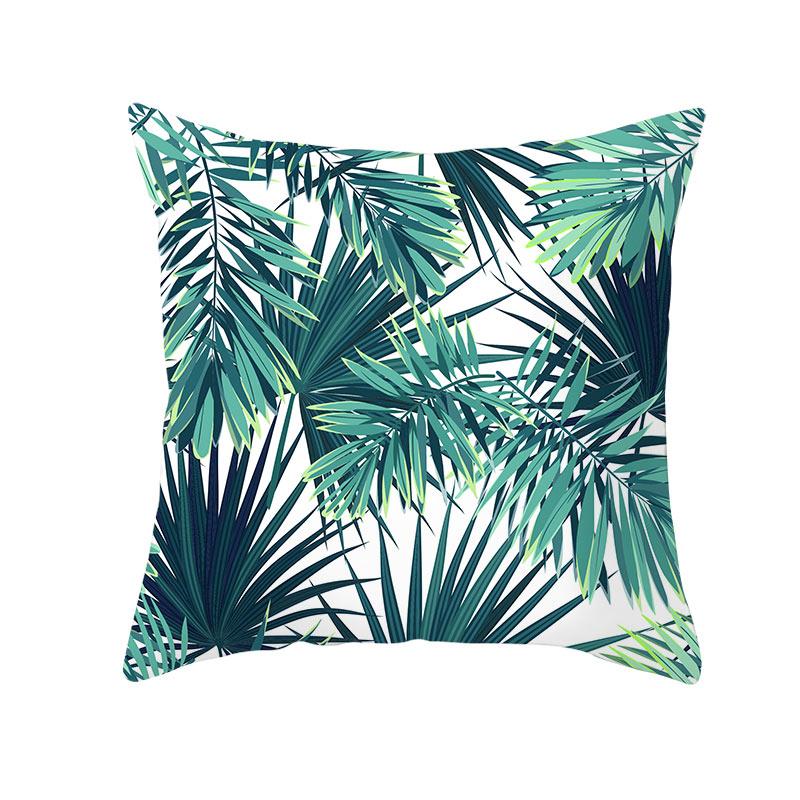 Summer Tropical Plants Decorative Pillowcase Green Leaves Throw Pillow Case Polyester Printing Pillow Cover 45X45Cm