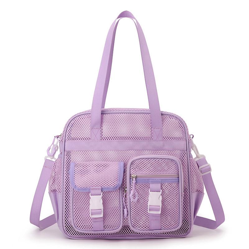 Polyester Hollow Out Beach Bag With Breathable Mesh For Travel And Leisure Use
