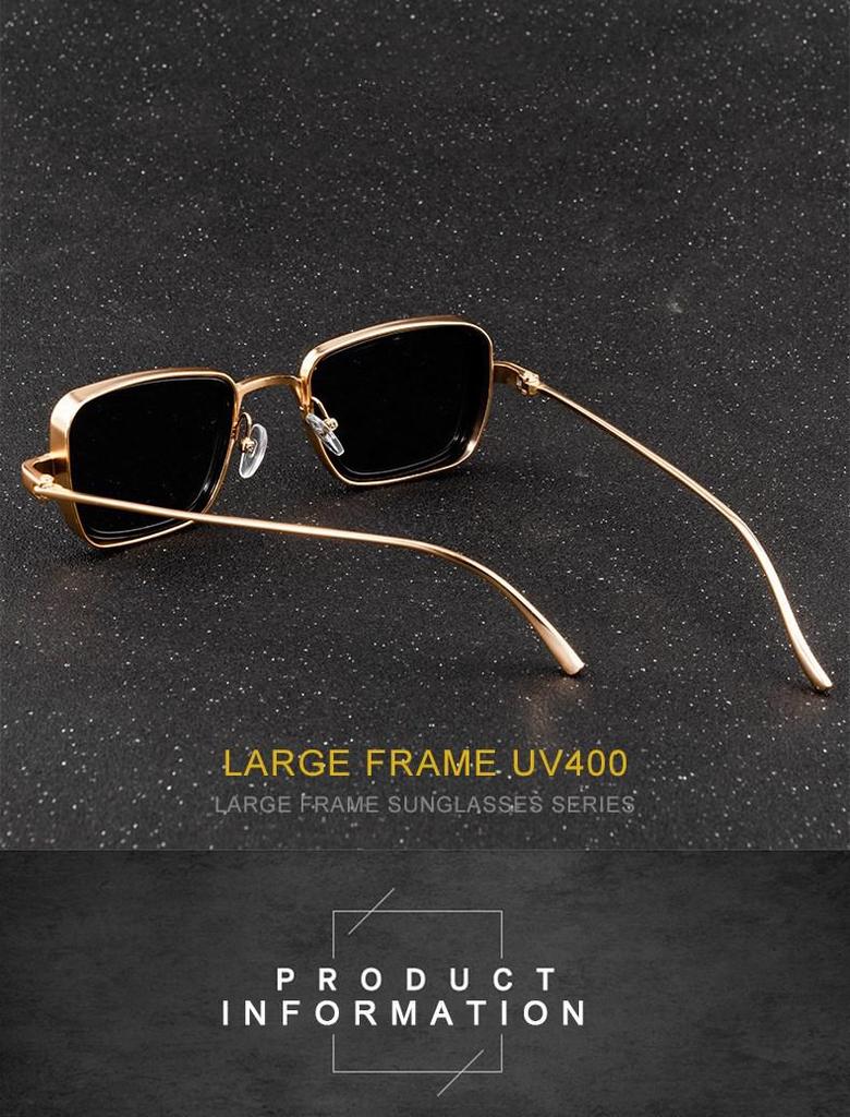 Unisex Vintage Square Frame Sunglasses: Trendy Metal Thick-Rimmed Outdoor Fashion
