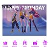 Fondo de Tela para Banner de Evento Divertido Cazadores de Demonios Feliz Cumpleaños Personajes y Escenas Claras Fondo Decoración Colgante Suministros para Fiesta Infantil